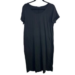 J.Jill Pure Jill Black Short Sleeve Shift Dress With Pockets Cotton Modal Large